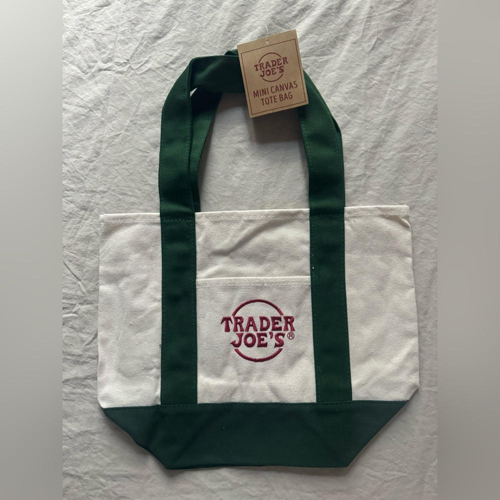 TRADER JOES GREEN MINI CANVAS TOTES *NWT*